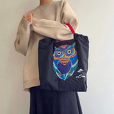 Japanese Style Embroidered Owl Large Capacity Shopping Bag SX1009
